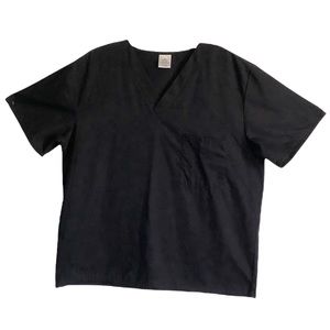 Simple Basic Womens Black Uniform Scrubs Top M